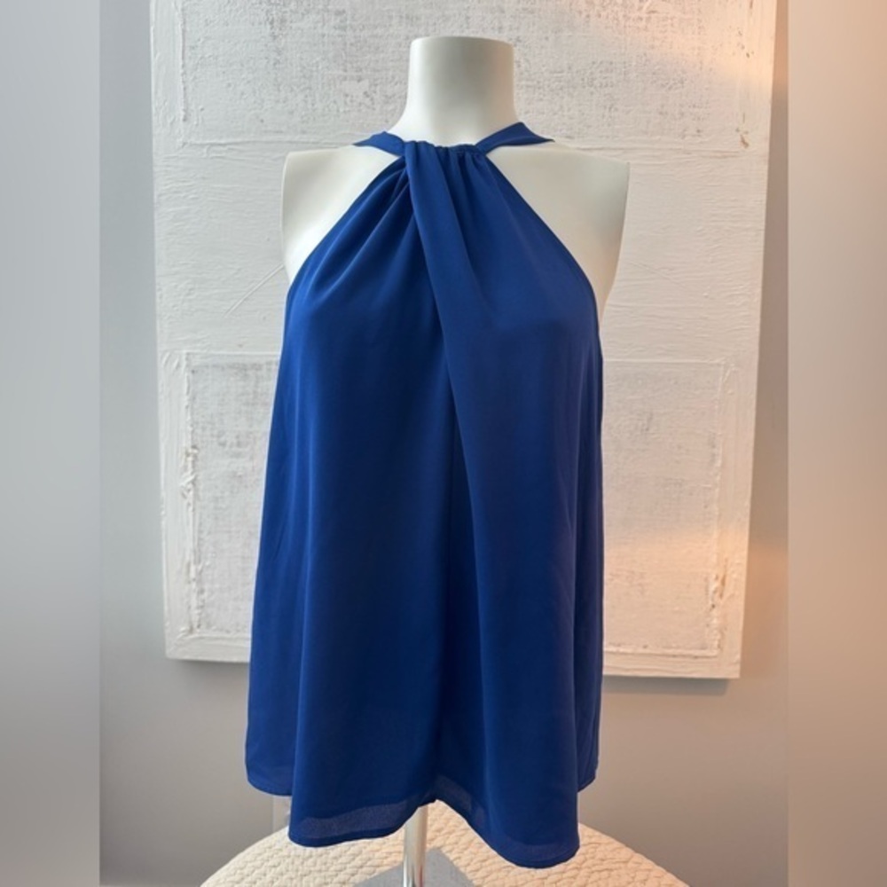 Vince Camuto Blue Halter Blouse with Relaxed Fit